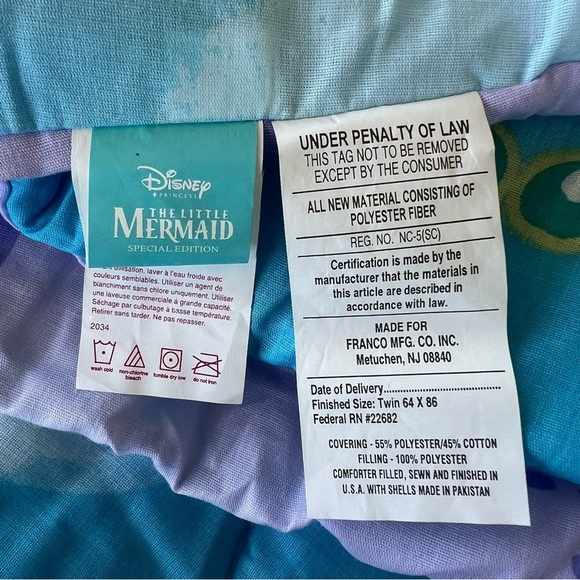 VTG Y2K Ariel The Little Mermaid Special Edition Reversible Twin Comforter HTF - Picture 8 of 14